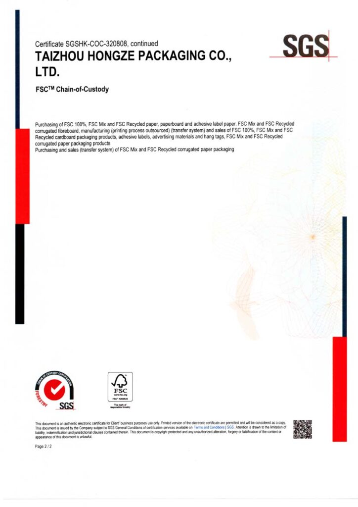 Tongze Packaging FSC Certificate Custom Boxes Manufacturer